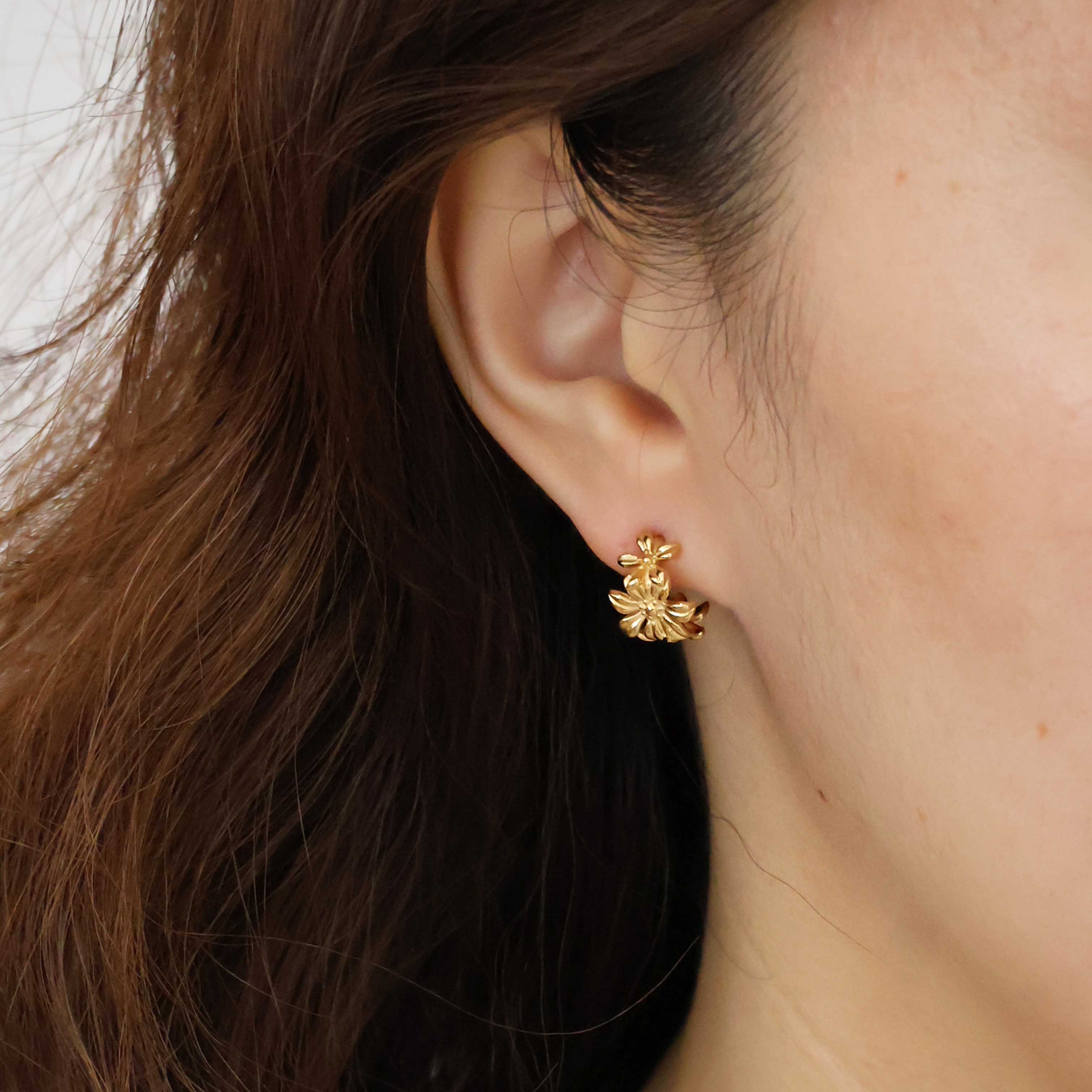 “Jasmine” Blossoming Gold Vermeil Hoop Earrings