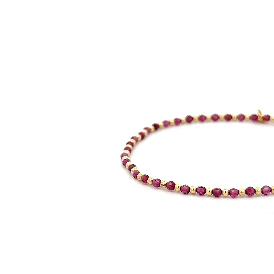 "Remi" 2mm Diamond-Cut Bead Ruby Bracelet