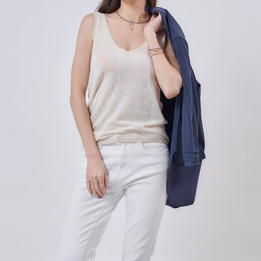 “Gina” Knit Tie-Up Tank Top