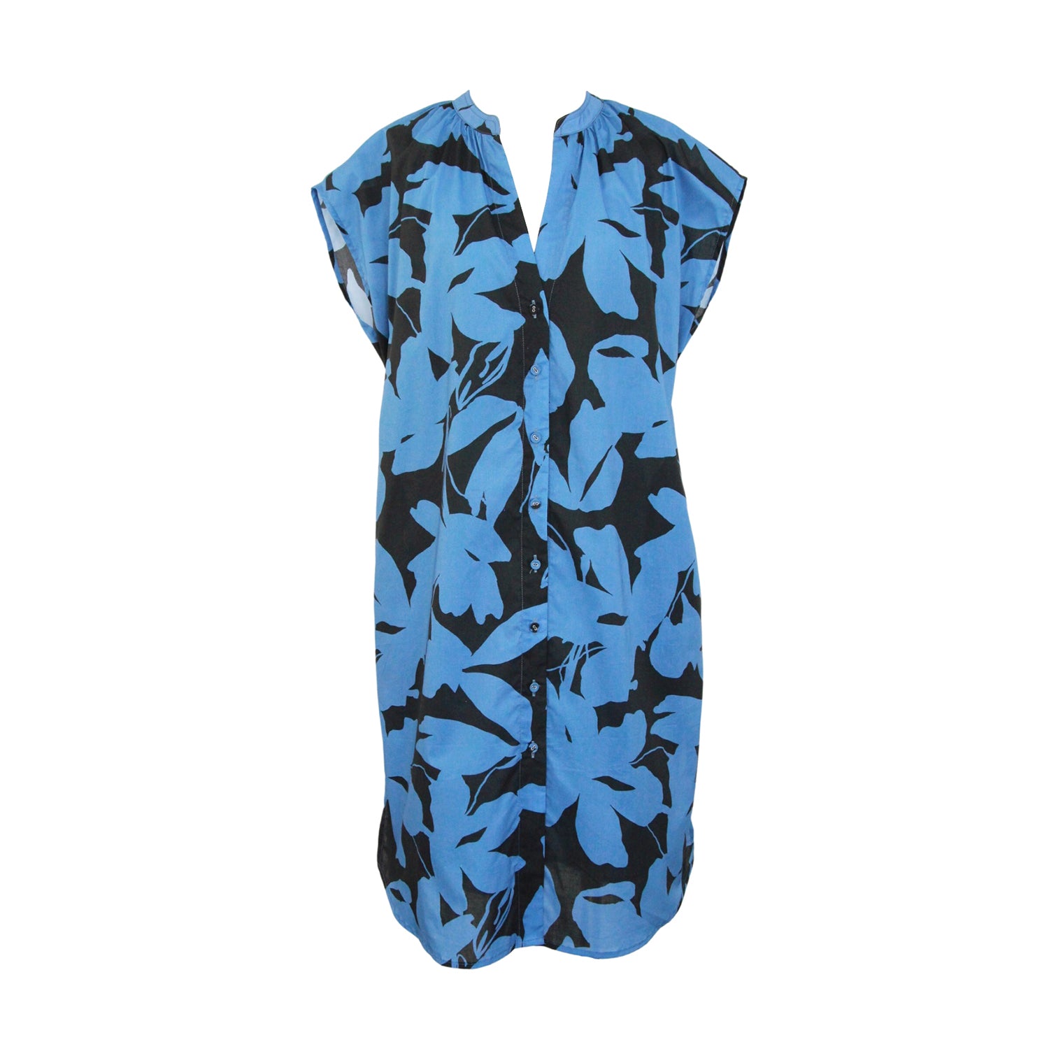 Gentian Blue Flower Cotton Shirt Dress | Gosia Orlowska Collection