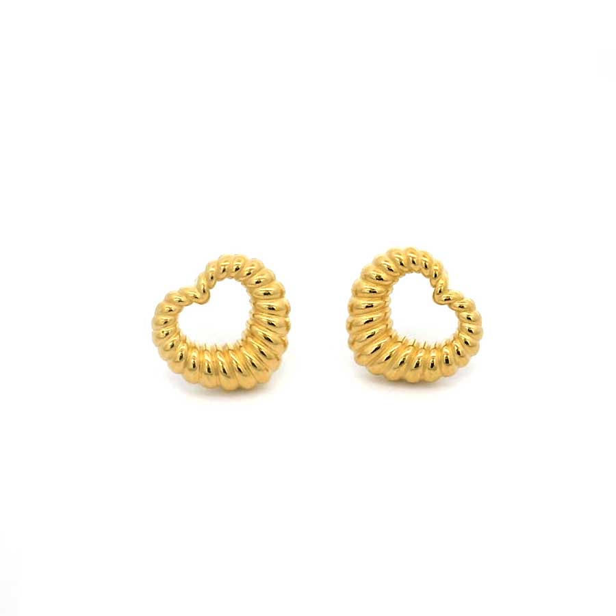 “TOBELOVED” Vibrant Heart Gold Vermeil Stud Earrings