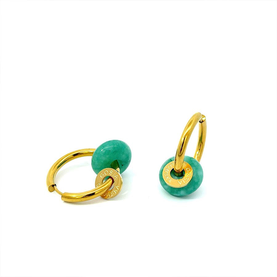 "CIAMBELLA MINI" 1.5CM Green Agate Earrings
