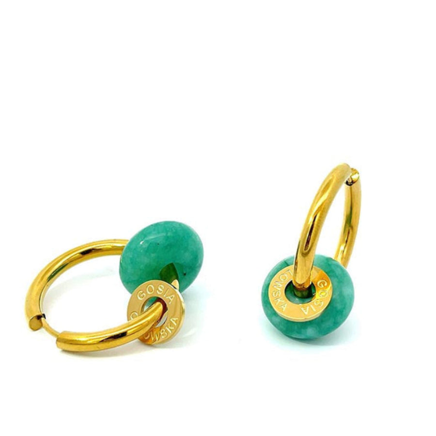 "CIAMBELLA MINI" 1.5CM Green Agate Earrings