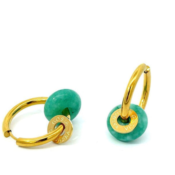 "CIAMBELLA MINI" 1.5CM Green Agate Earrings