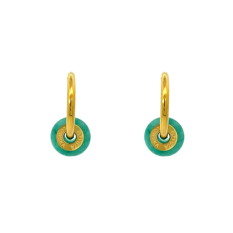 "CIAMBELLA MINI" 1.5CM Green Agate Earrings