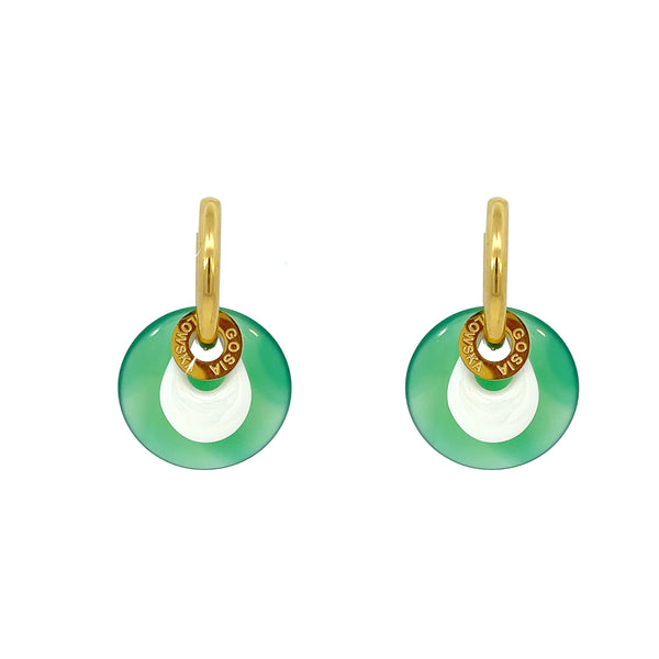 Handcrafted Green & White Agate Earrings by Gosia Orlowska