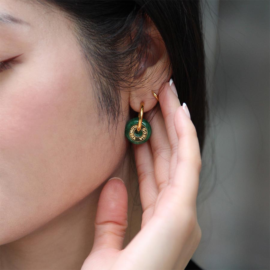"CIAMBELLA MINI" 1.5CM Green Agate Earrings