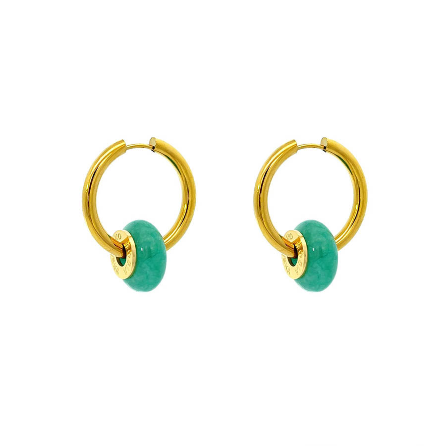 "CIAMBELLA MINI" 1.5CM Green Agate Earrings