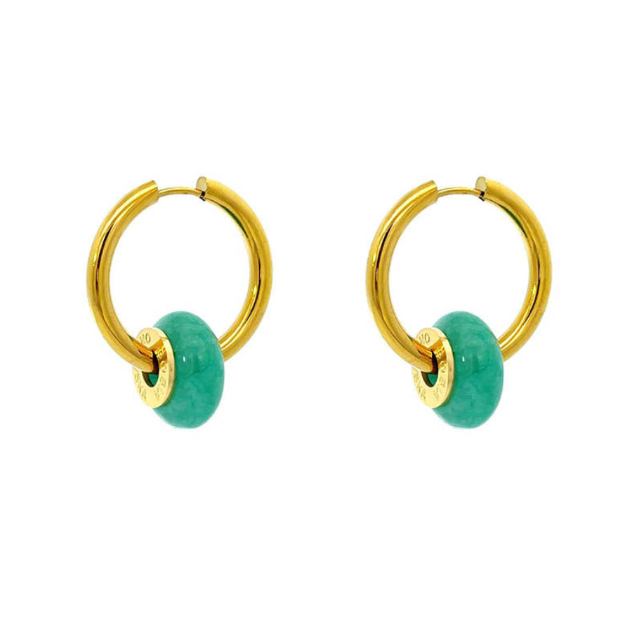 "CIAMBELLA MINI" 1.5CM Green Agate Earrings