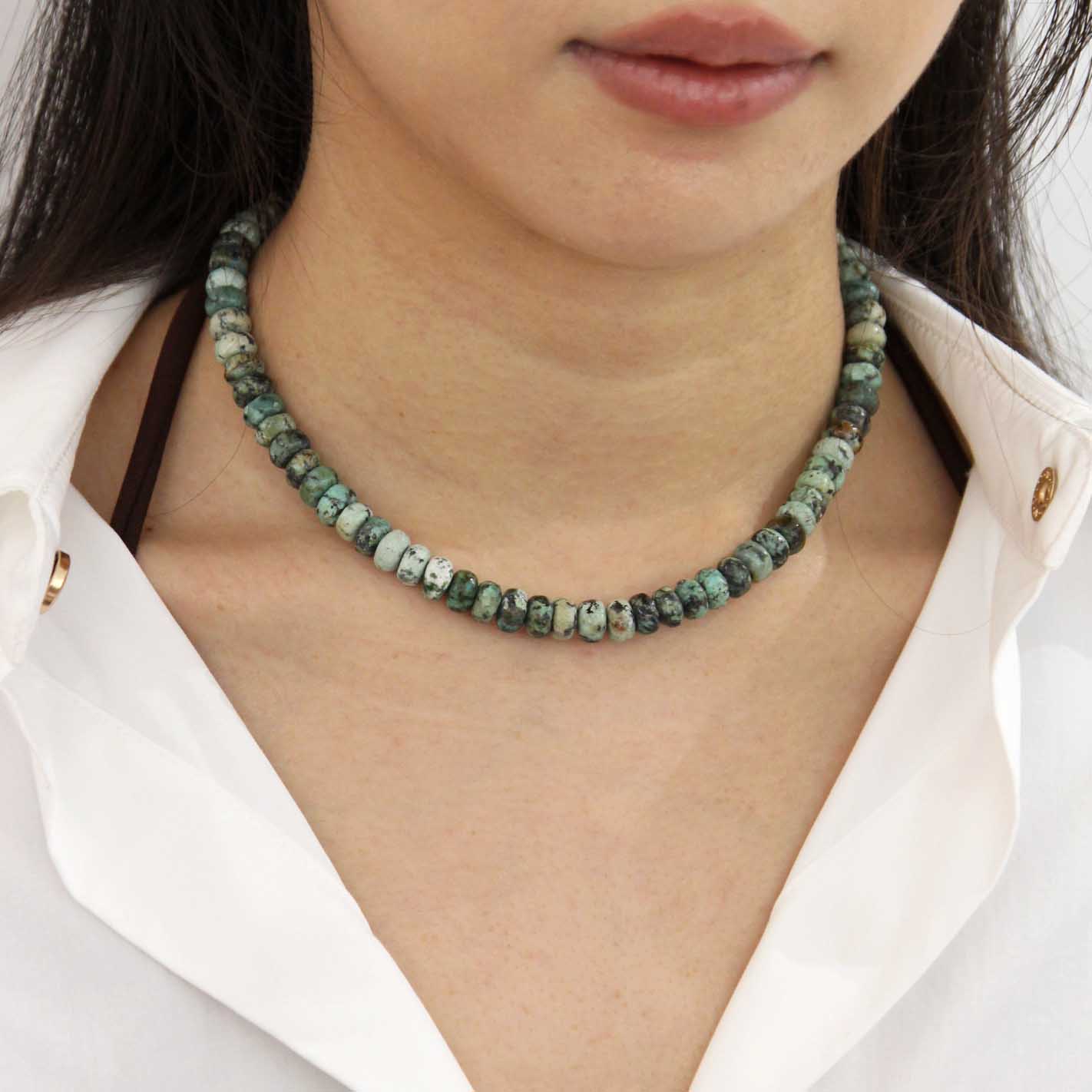“Agnes” Gemstone Choker / Grass Green Jasper