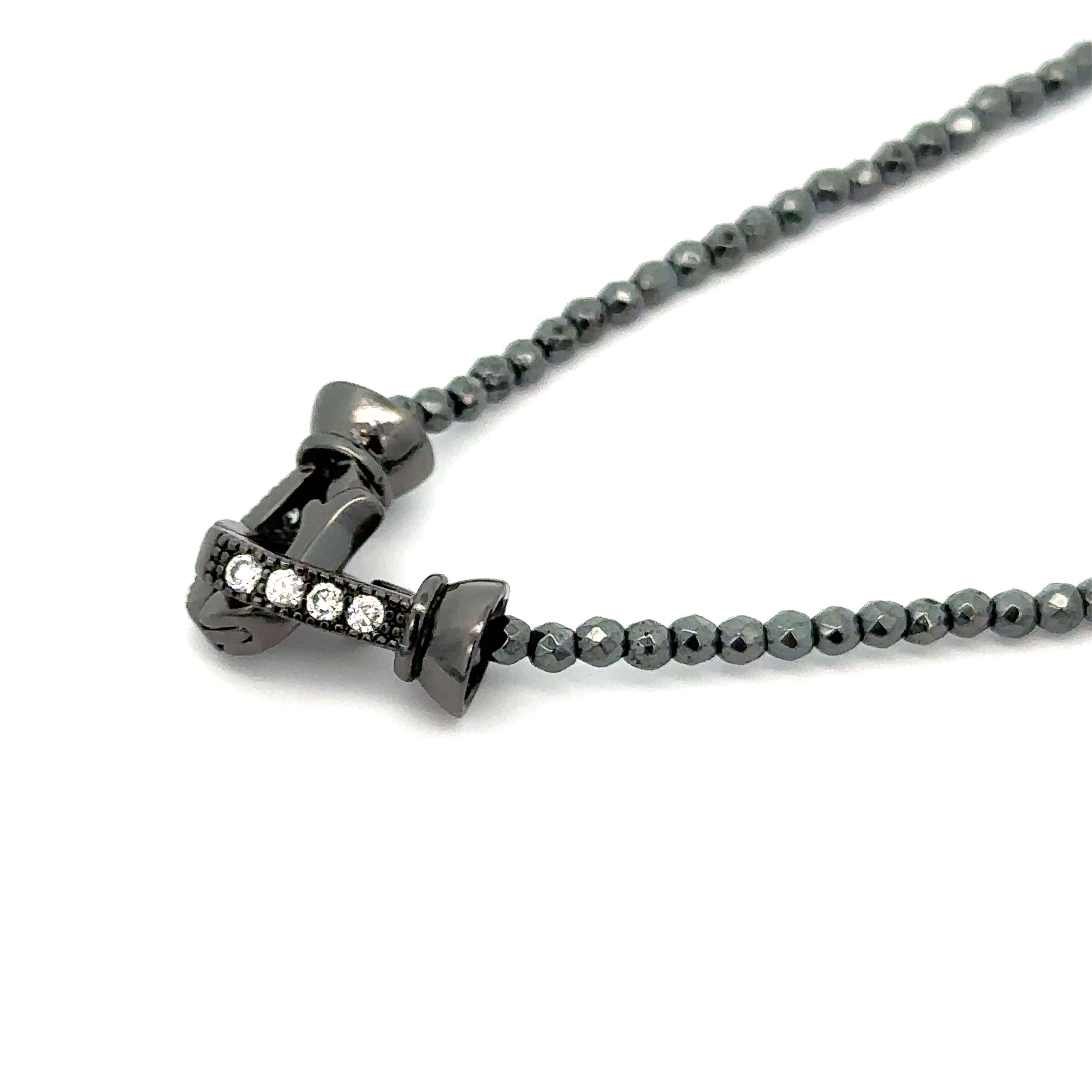 “Hattie” Long Hematite Tassel Necklace