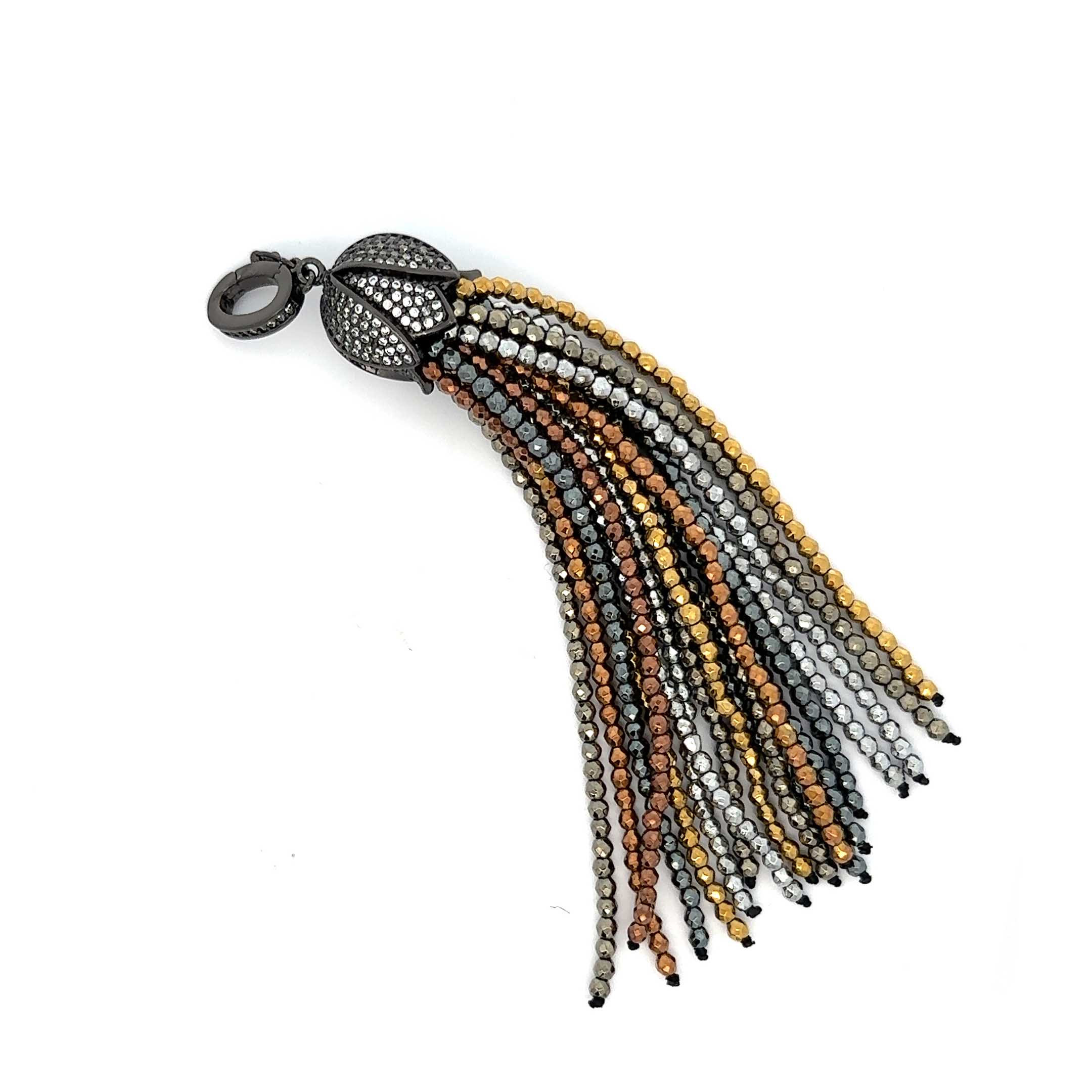 “Hattie” Long Hematite Tassel Necklace