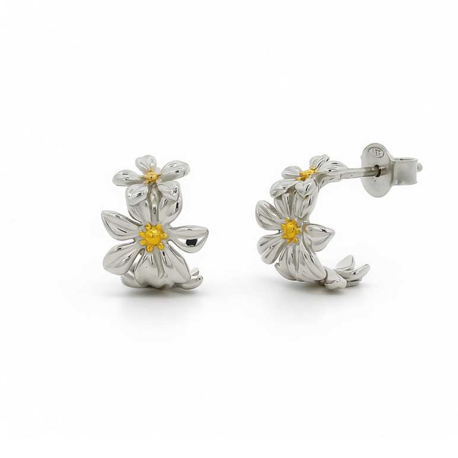 “Jasmine” Blossoming Gold Vermeil Hoop Earrings