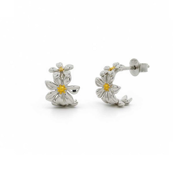 “Jasmine” Blossoming Gold Vermeil Hoop Earrings