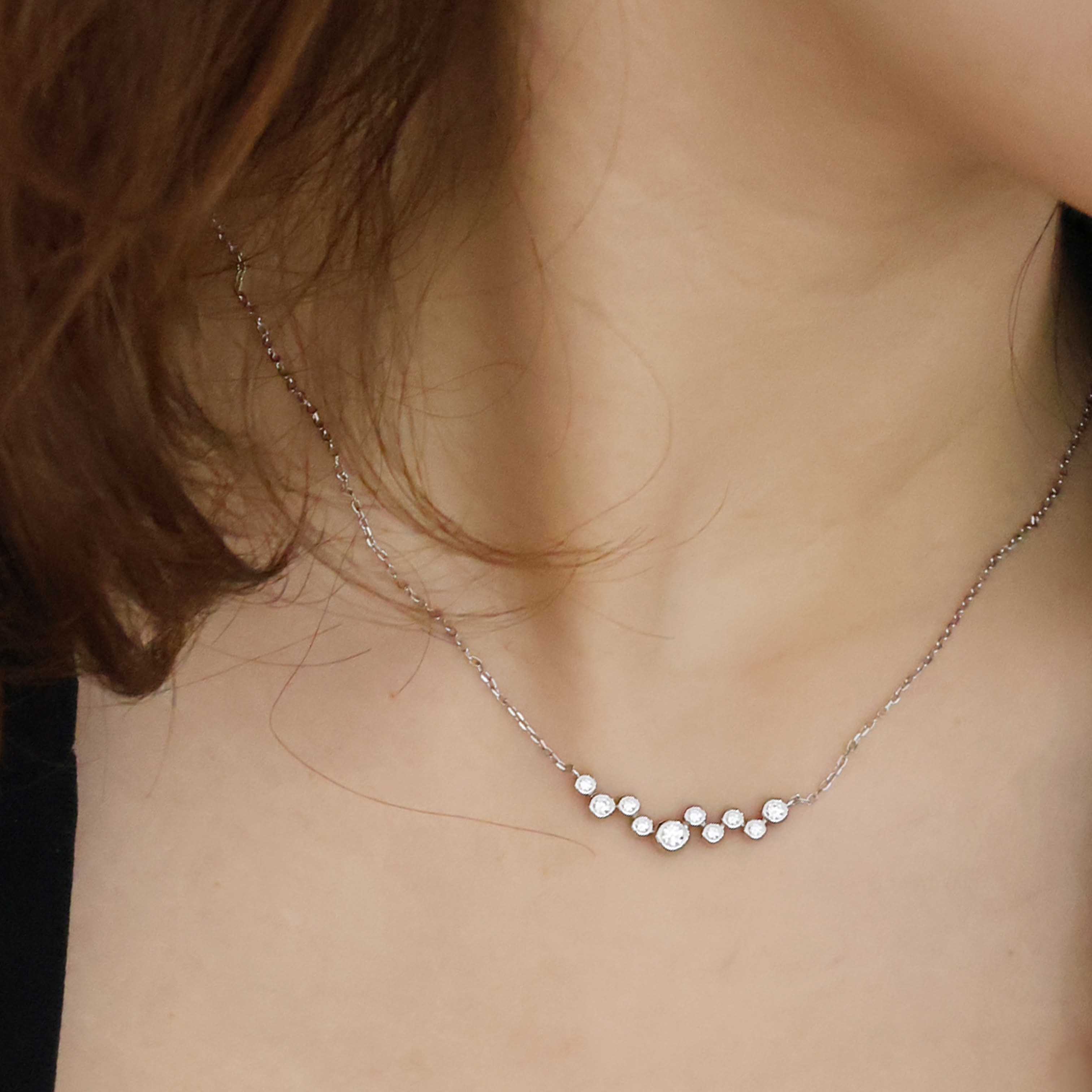 “Joyce” 925 sterling SILVER Mini Bubble Zirconia Necklace