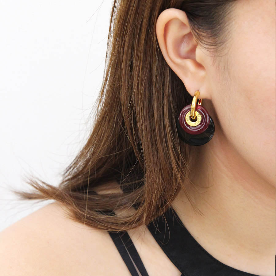 "Ciambella" 2 stones Black Onyx & Red Agate Earrings