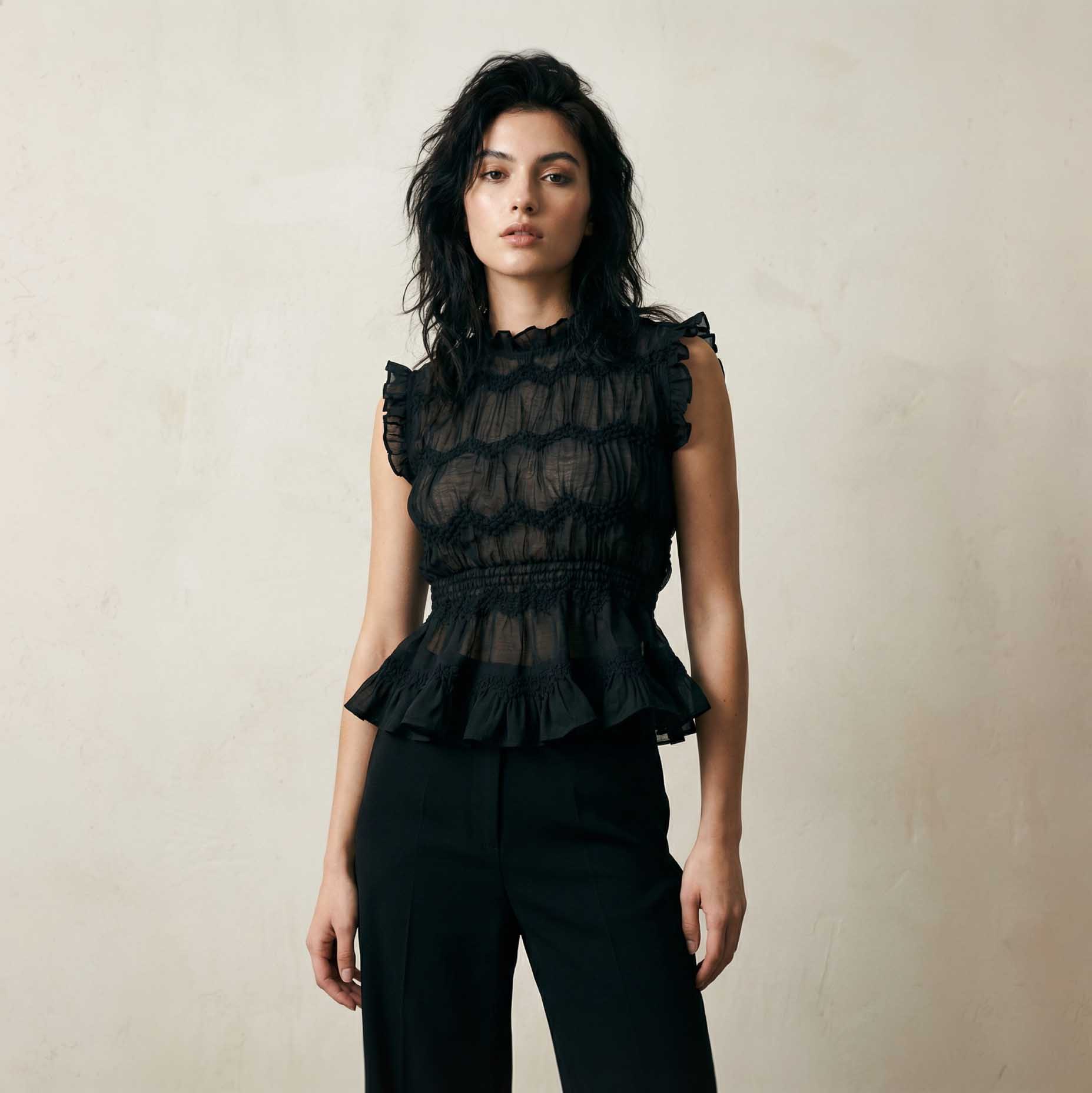 "Onyx black" Sheer Blouse