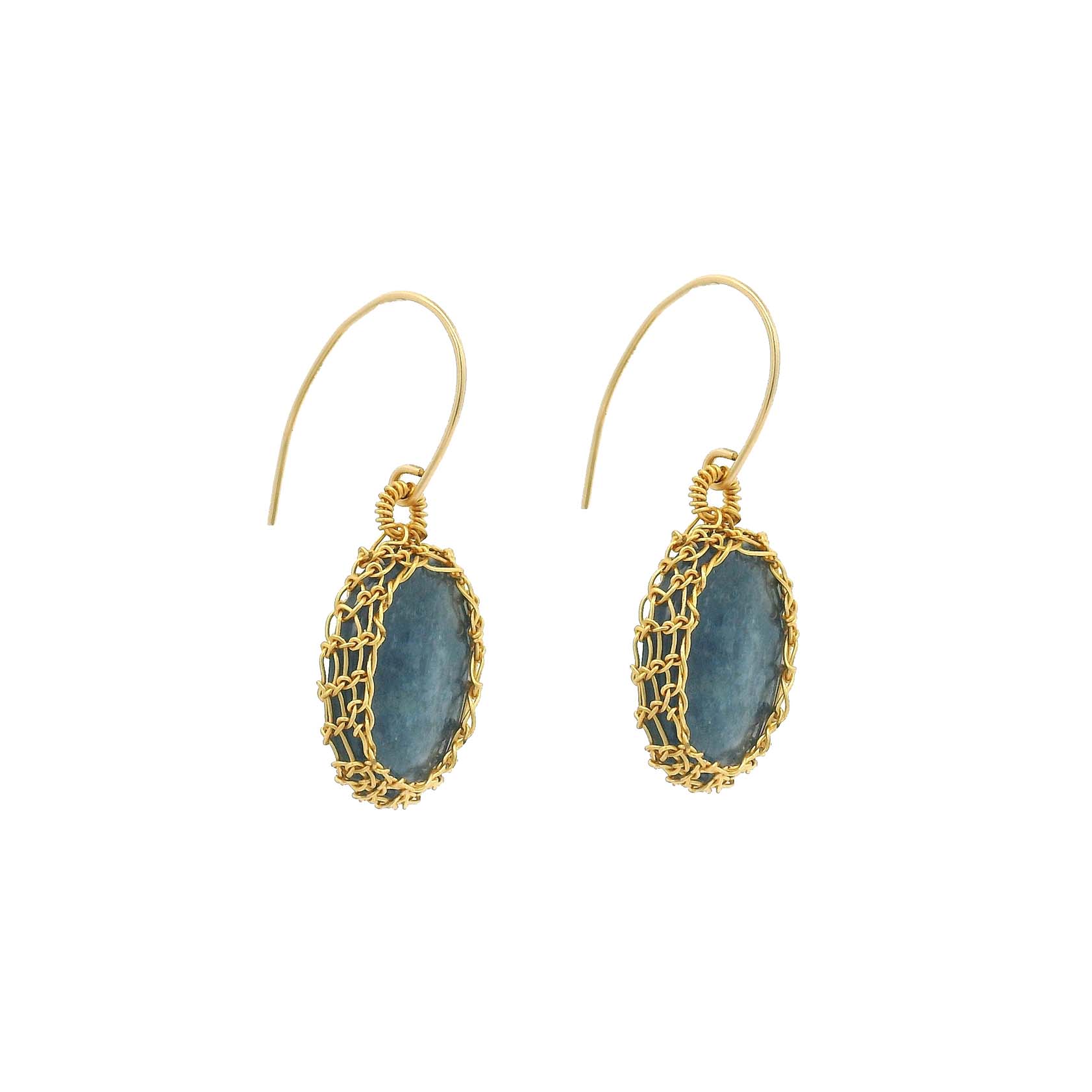 "NATI" BLUE KYANITE NET OVAL EARRINGS