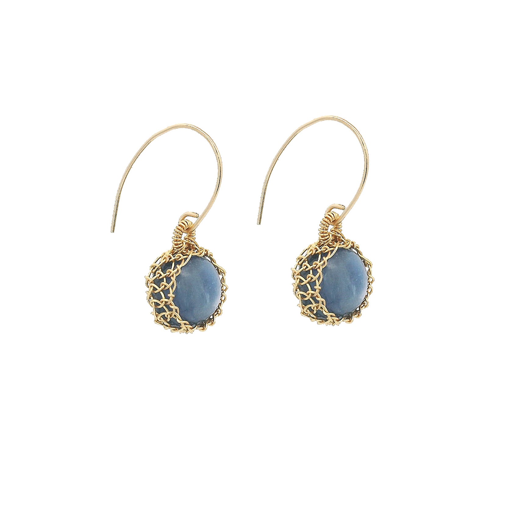 “Nati” Blue Kyanite Net Round Earrings