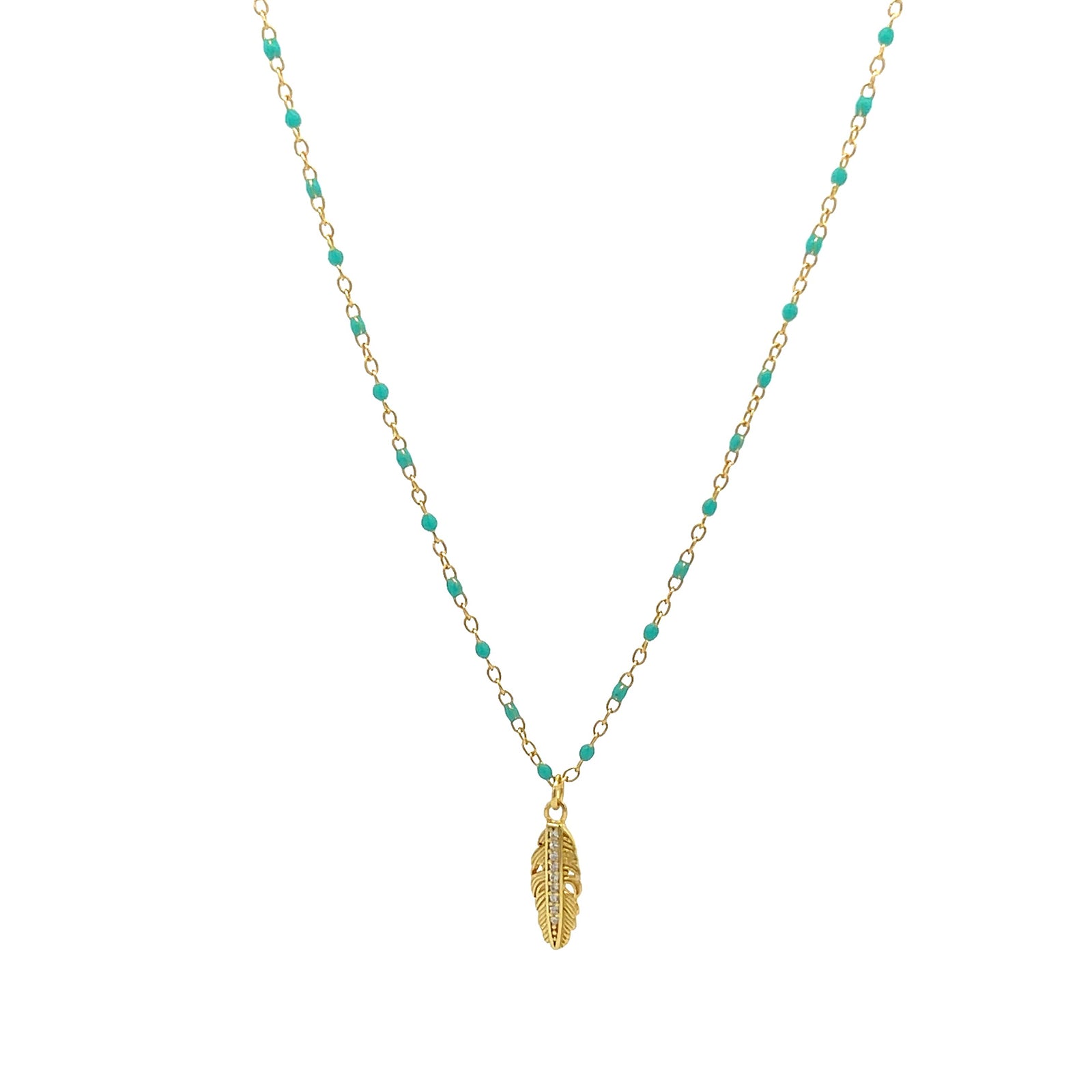 Elegant RESHA Feather & Beaded Necklace: Gosia Orlowska