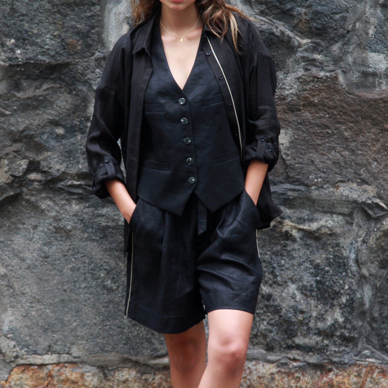 Discover Gosia Orlowska's Jodie Black Linen Shirt