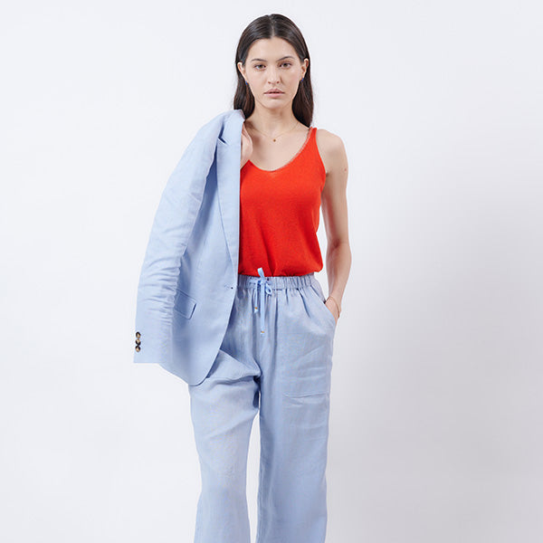 " LYLA" LINEN BLAZER - BABY BLUE