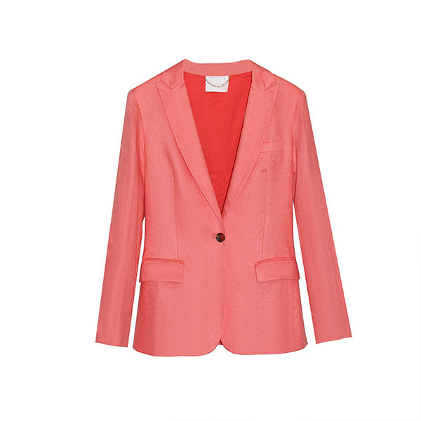 "LYLA" LINEN BLAZER - CORAL