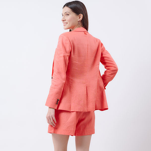 "LYLA" LINEN BLAZER - CORAL
