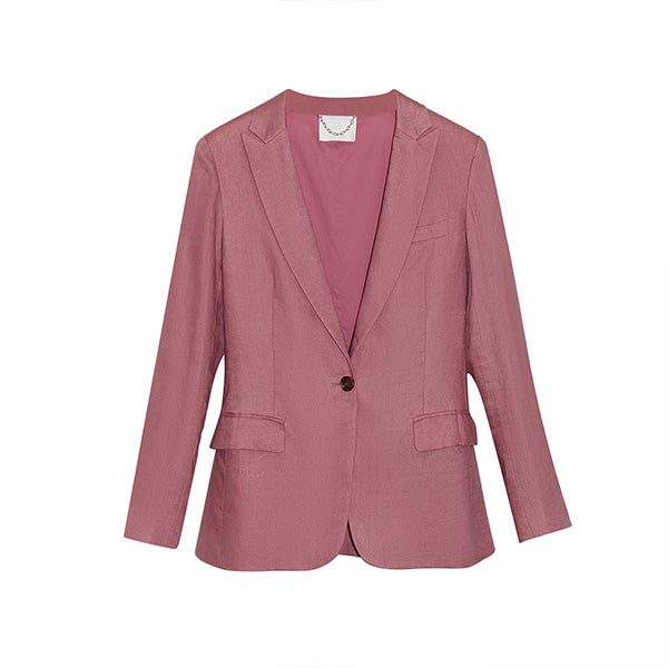 "LYLA" LINEN BLAZER - DUSTY PINK