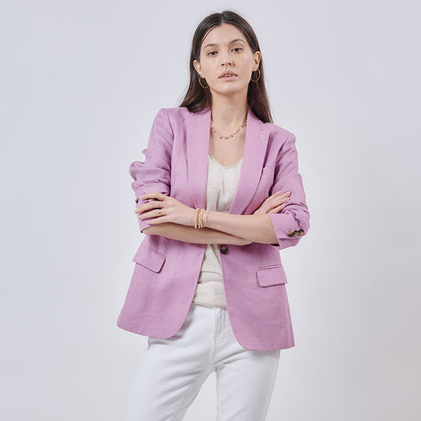 "LYLA" LINEN BLAZER - LAVENDER