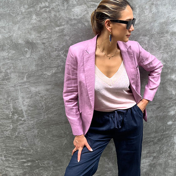 "LYLA" LINEN BLAZER - LAVENDER