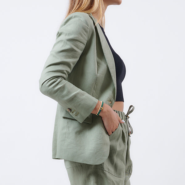 "LYLA" LINEN BLAZER - SAGE GREEN