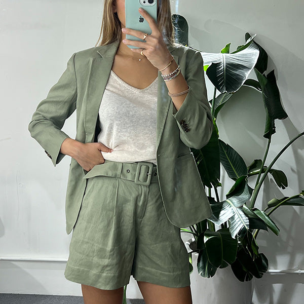 "LYLA" LINEN BLAZER - SAGE GREEN