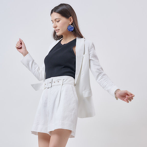 "LYLA" LINEN BLAZER - WHITE