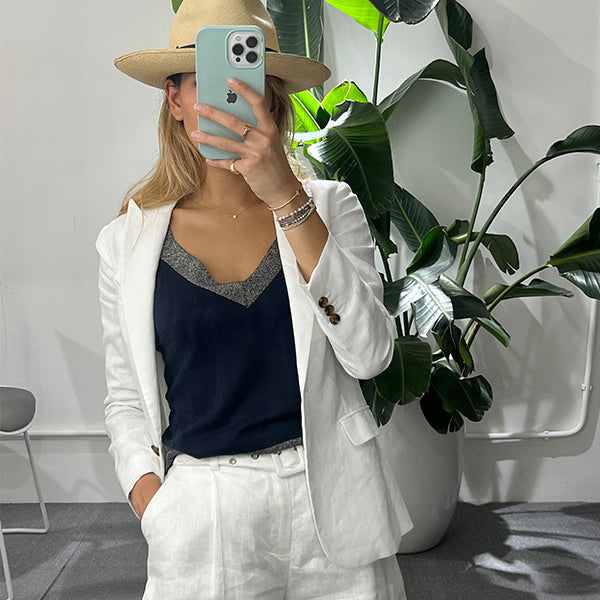 "LYLA" LINEN BLAZER - WHITE