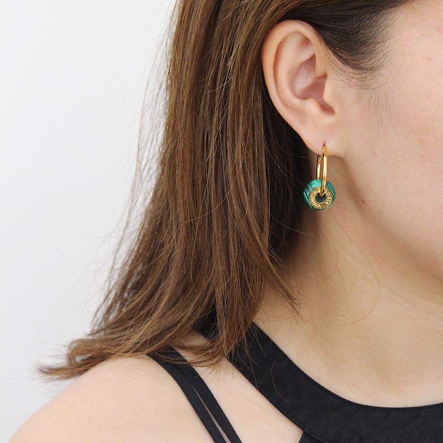 "CIAMBELLA MINI" 1.5CM Malachite Earrings