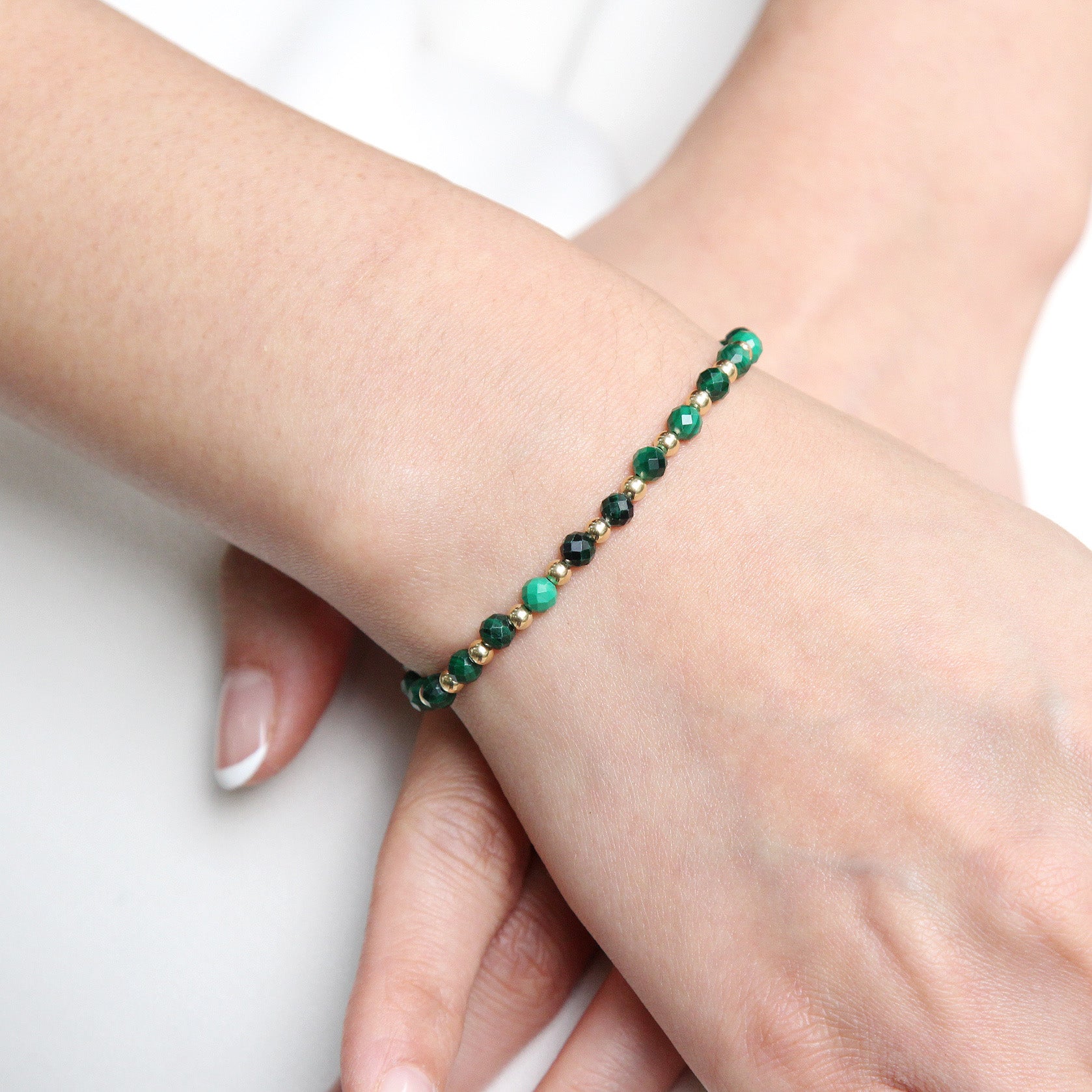 MALIN” MALACHITE DIAMOND CUT BRACELET