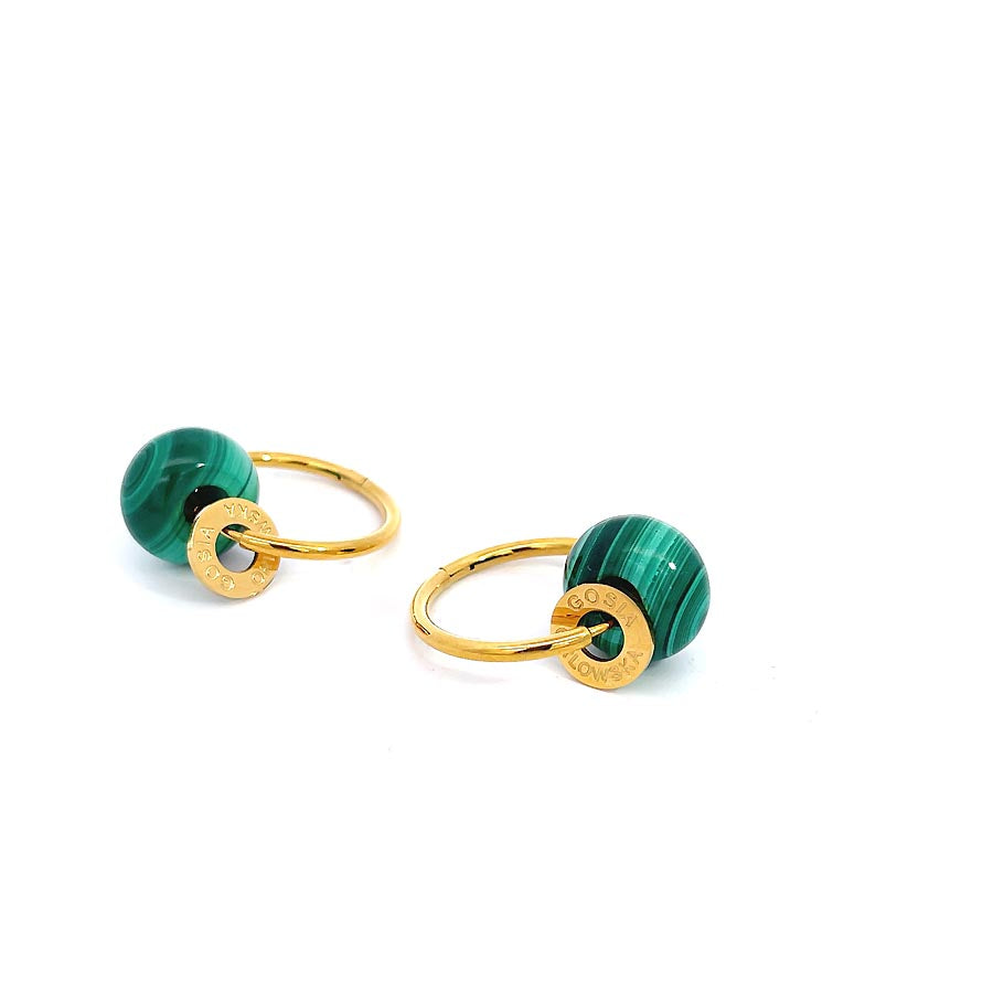 "CIAMBELLA MINI" 1.5CM Malachite Earrings
