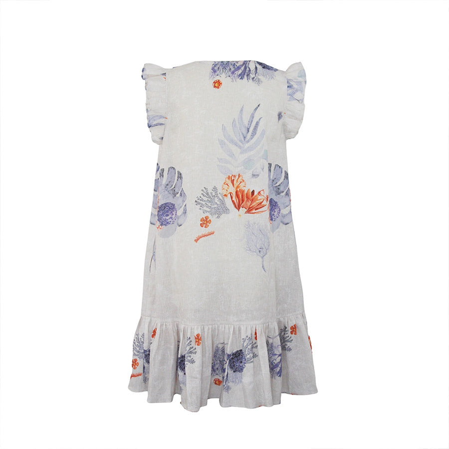 “MARE” Coral prints Linen Dress