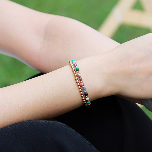 "MIA" STERLING SILVER ROSE GOLD 4MM BEADED BRACELET