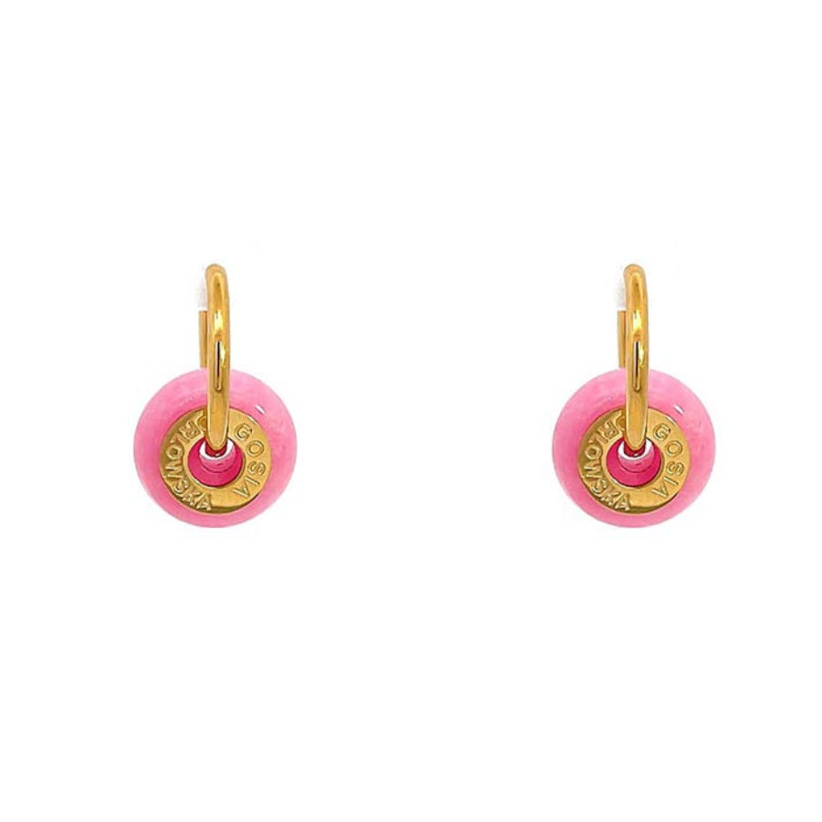 "CIAMBELLA MINI" 1.5cm Pink Agate Earrings