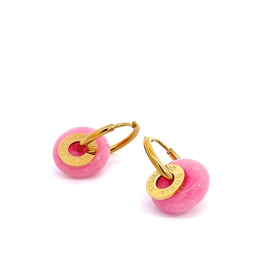 "CIAMBELLA MINI" 1.5cm Pink Agate Earrings