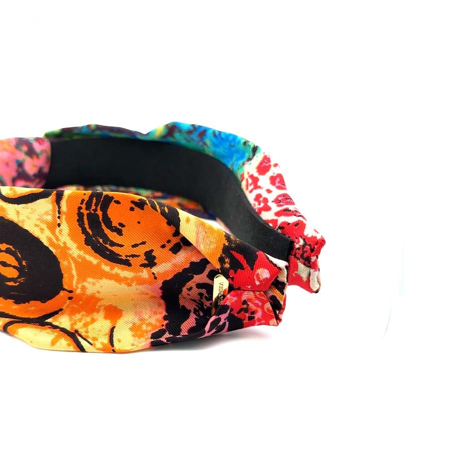 “Carnival” Jovial Colorful Pattern Knotted Style Silk Headband