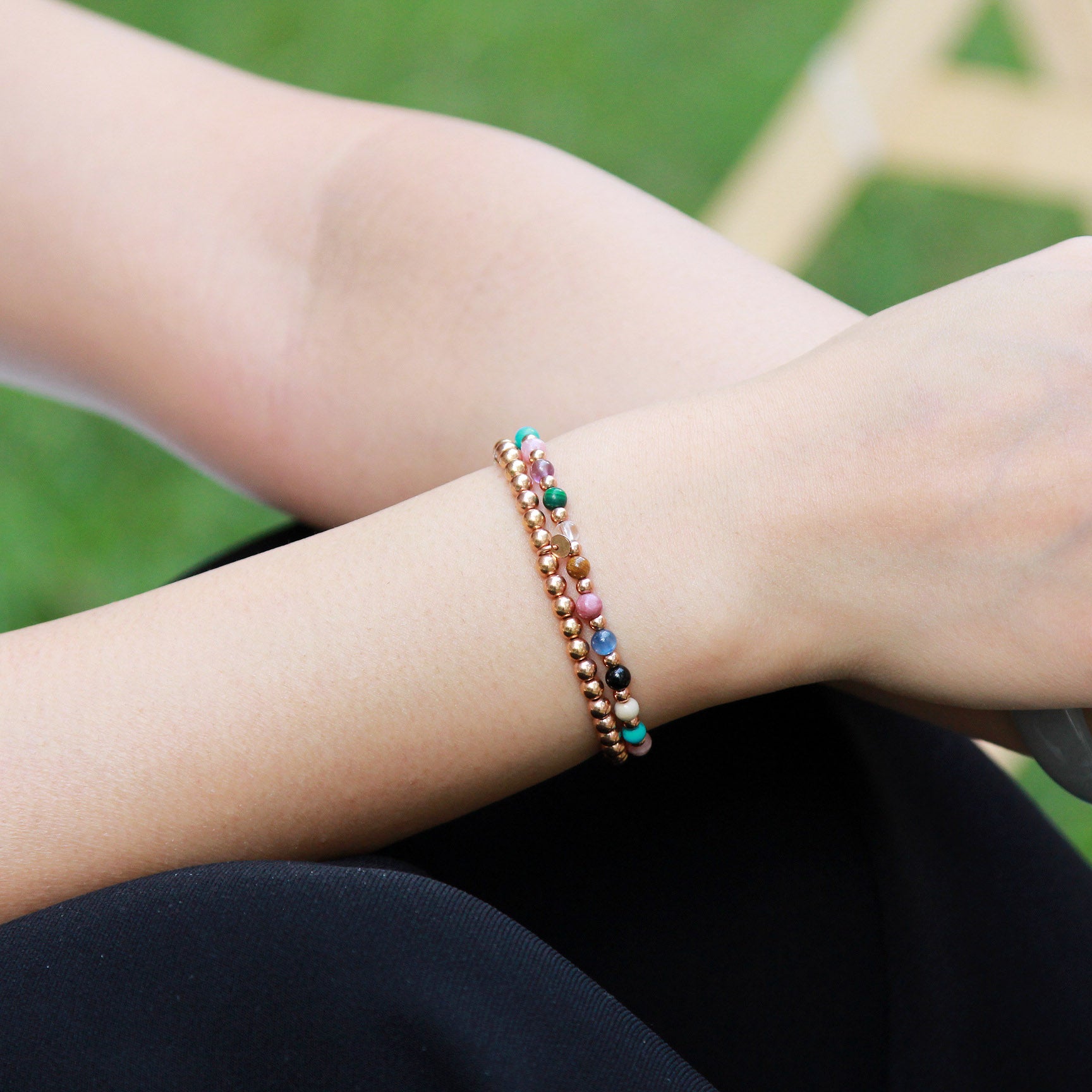 “Annie” Mix Round 4mm Beaded Bracelet