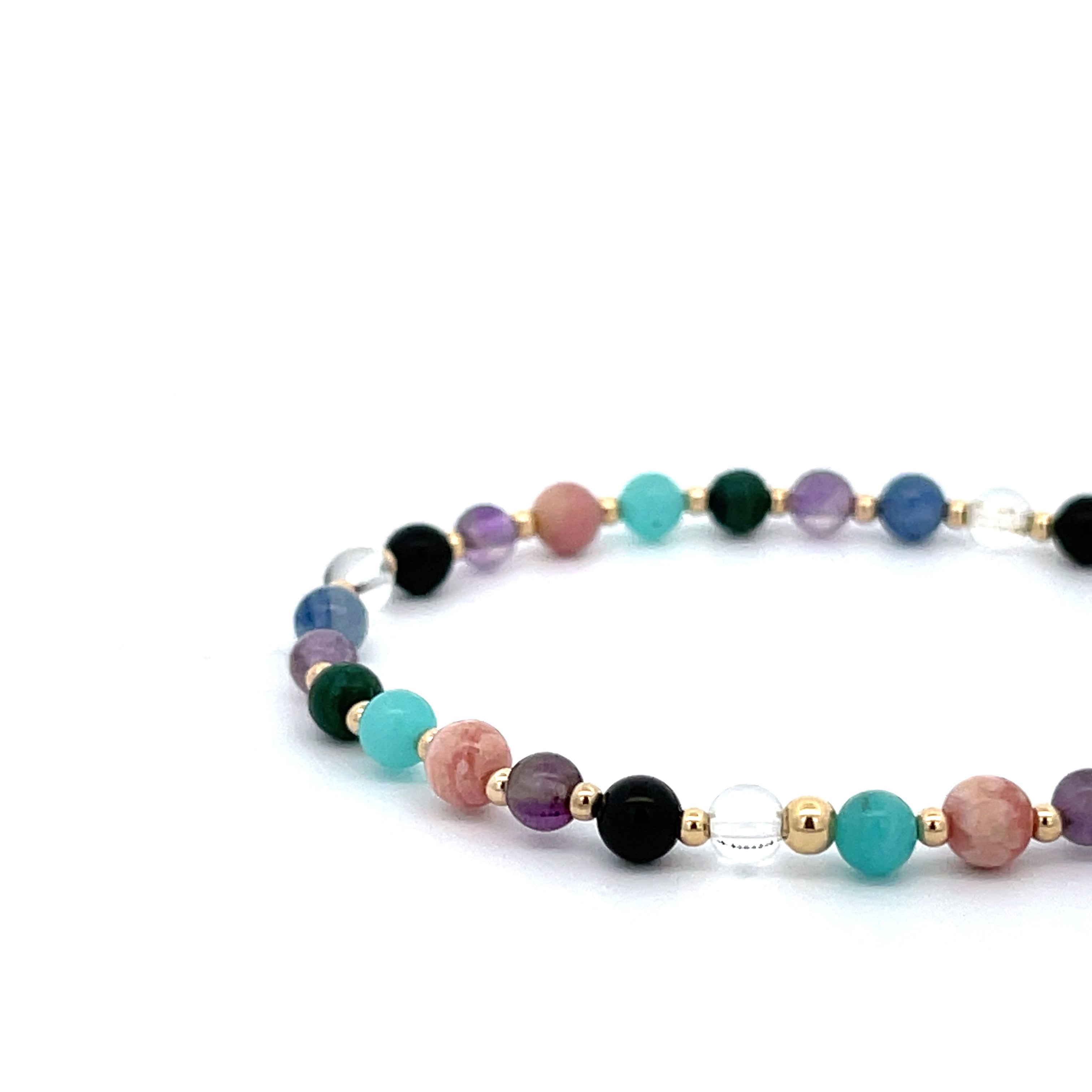 multicolor “Annie” Mix Round 4mm Beaded Bracelet