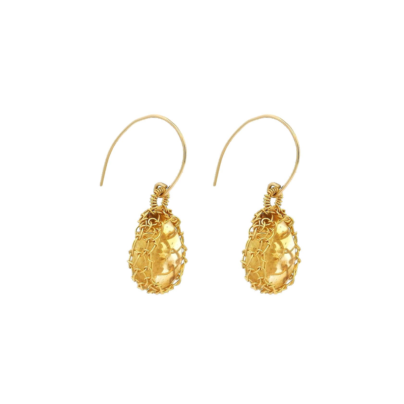 "NATI" CITRINE NET OVAL DROP EARRINGS