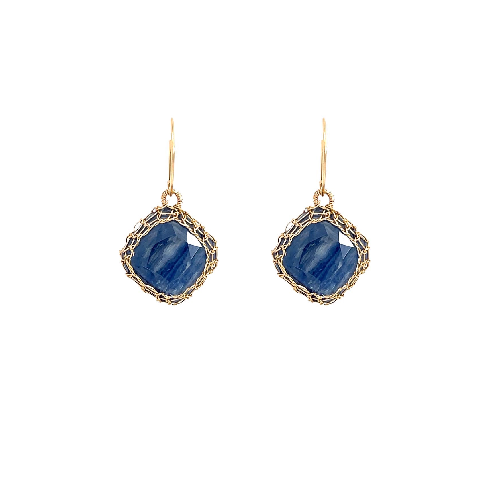 "NATI" BLUE KYANITE NET DIAMOND EARRING