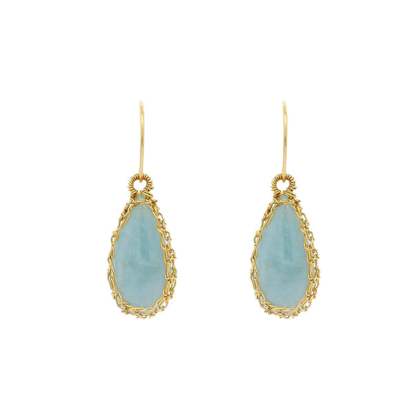 "NATI" AQUAMARINE NET TEAR DROP EARRINGS