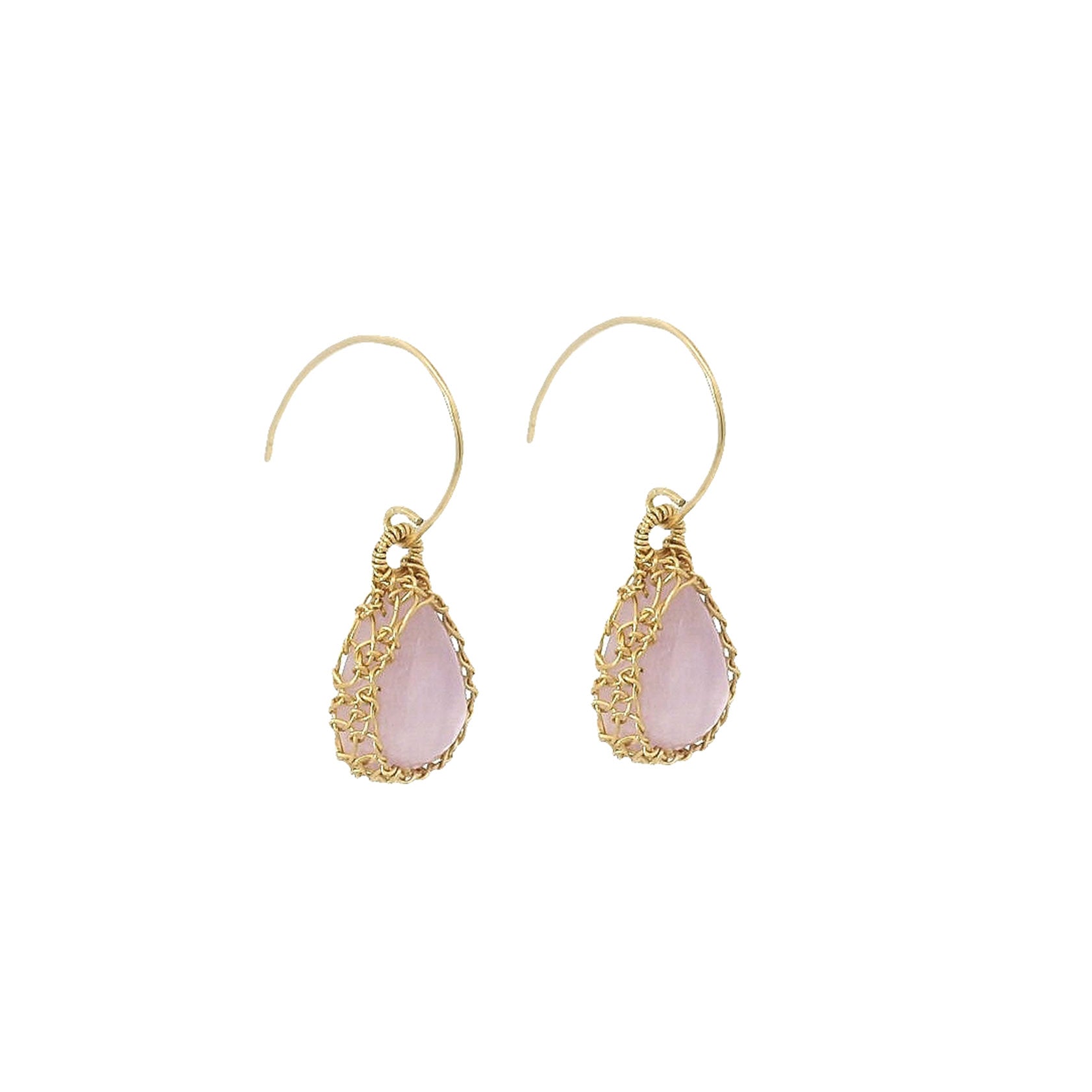 "NATI"  PURPLE KUNZITE NET TEAR DROP EARRINGS