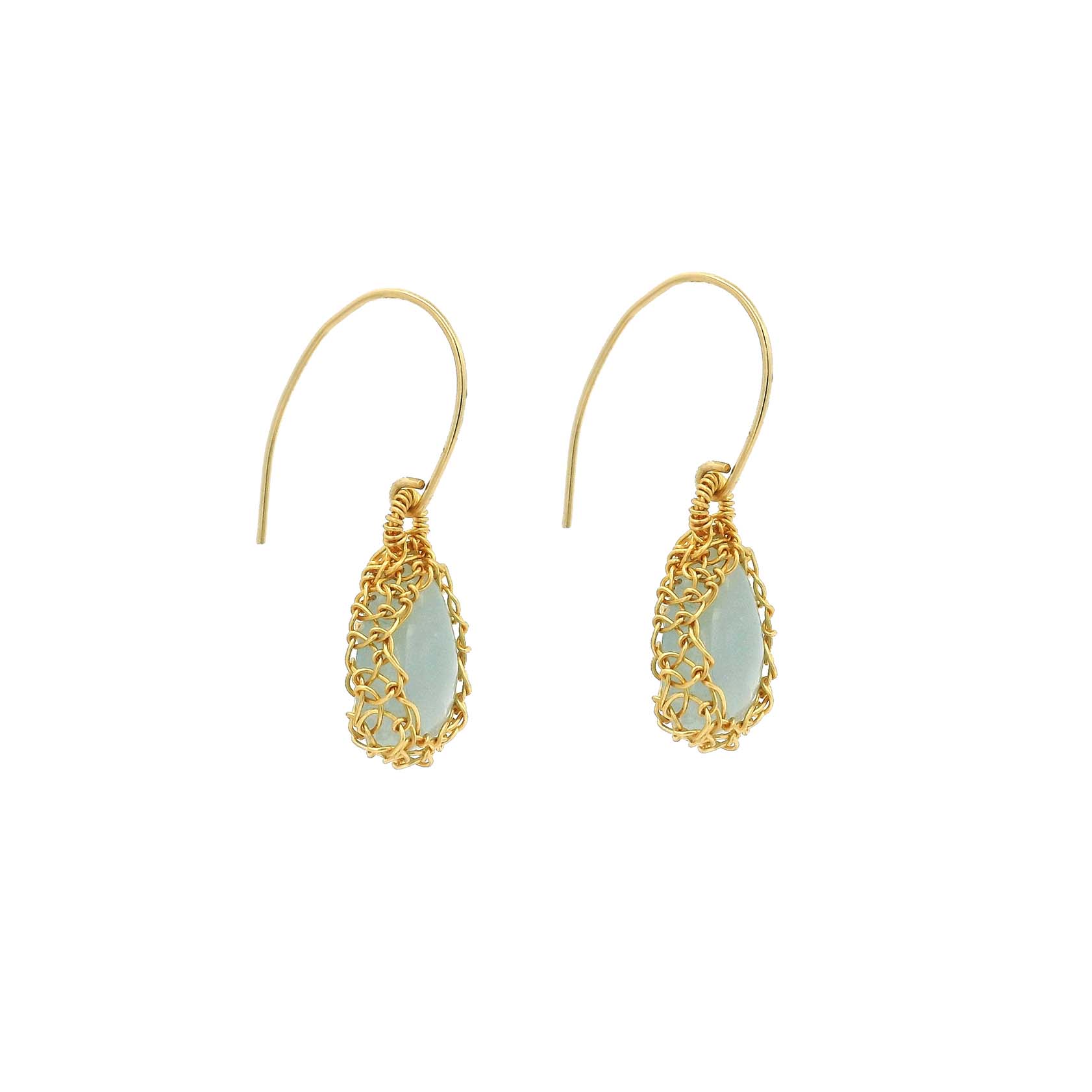 "NATI" AQUAMARINE NET TEAR DROP EARRINGS